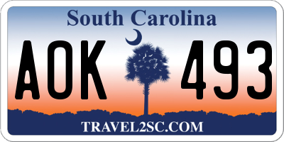 SC license plate AOK493