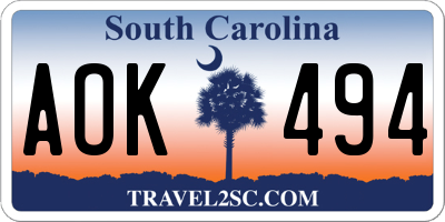 SC license plate AOK494