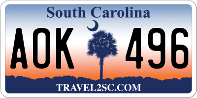 SC license plate AOK496