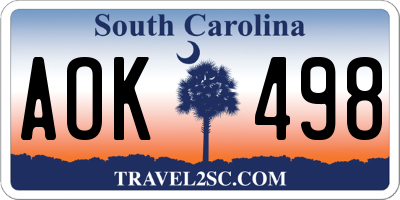 SC license plate AOK498