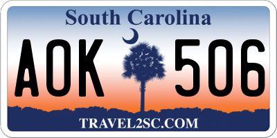 SC license plate AOK506