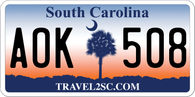 SC license plate AOK508