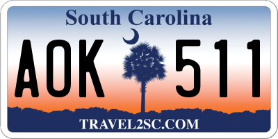 SC license plate AOK511