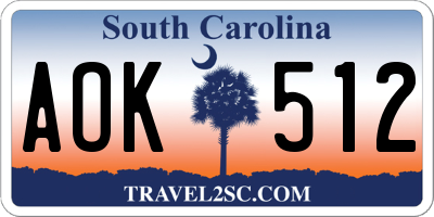 SC license plate AOK512