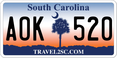 SC license plate AOK520