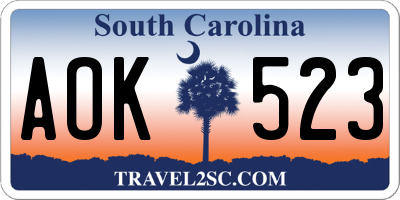 SC license plate AOK523
