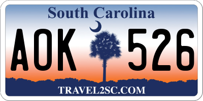 SC license plate AOK526