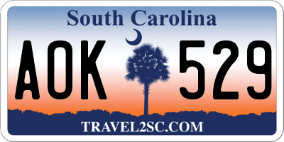 SC license plate AOK529