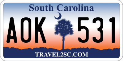 SC license plate AOK531