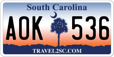 SC license plate AOK536