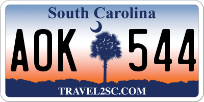 SC license plate AOK544