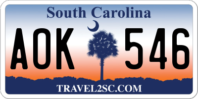 SC license plate AOK546