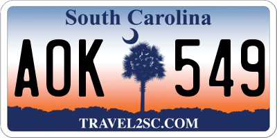 SC license plate AOK549