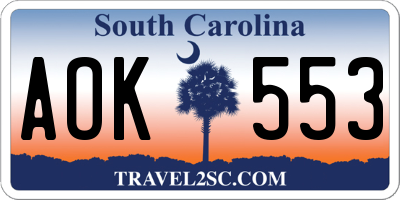 SC license plate AOK553