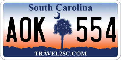 SC license plate AOK554