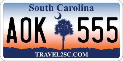 SC license plate AOK555