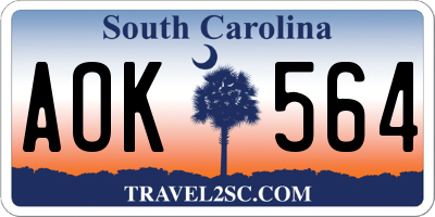 SC license plate AOK564