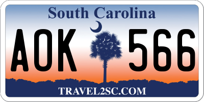 SC license plate AOK566