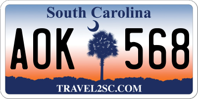 SC license plate AOK568