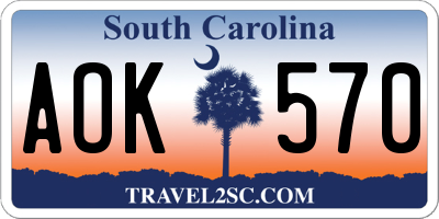 SC license plate AOK570