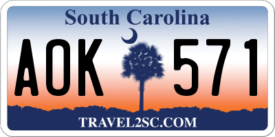 SC license plate AOK571