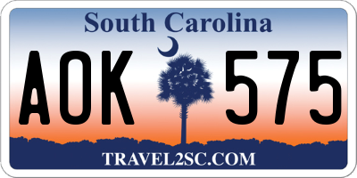 SC license plate AOK575