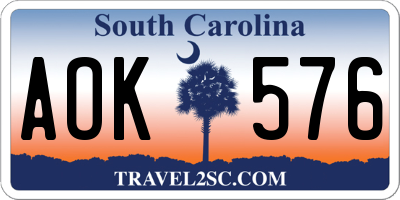 SC license plate AOK576