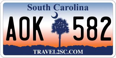 SC license plate AOK582