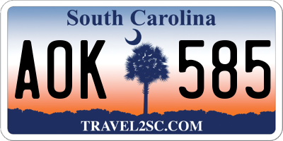 SC license plate AOK585