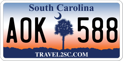 SC license plate AOK588