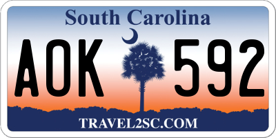 SC license plate AOK592