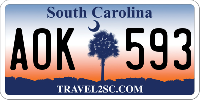 SC license plate AOK593