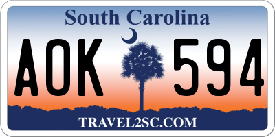 SC license plate AOK594