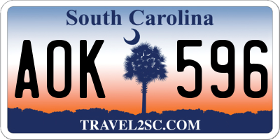 SC license plate AOK596