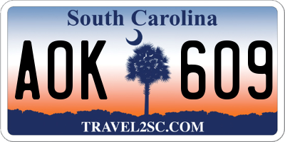 SC license plate AOK609