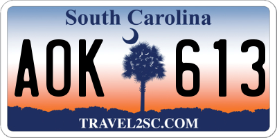 SC license plate AOK613