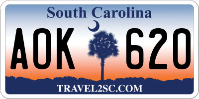 SC license plate AOK620