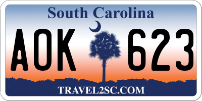 SC license plate AOK623
