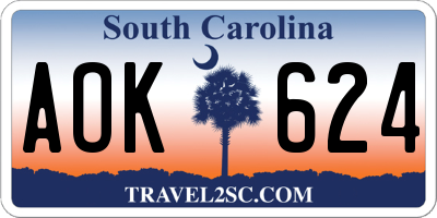SC license plate AOK624