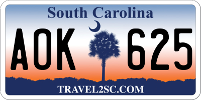 SC license plate AOK625