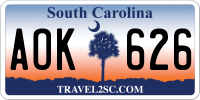 SC license plate AOK626
