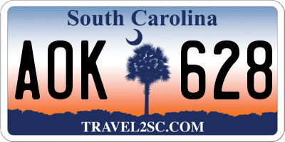 SC license plate AOK628