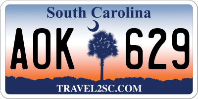 SC license plate AOK629