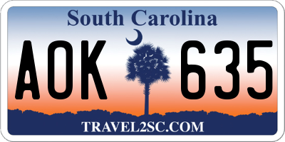 SC license plate AOK635