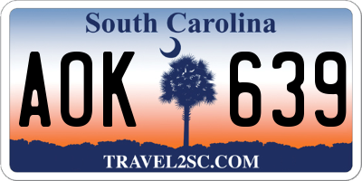 SC license plate AOK639