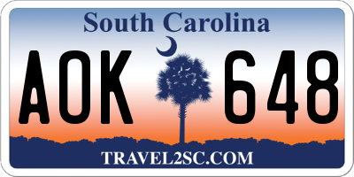 SC license plate AOK648