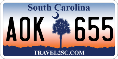 SC license plate AOK655