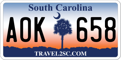 SC license plate AOK658