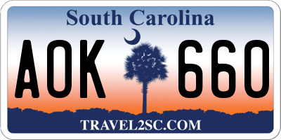 SC license plate AOK660