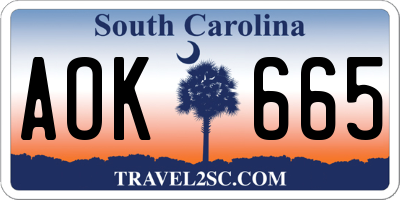 SC license plate AOK665